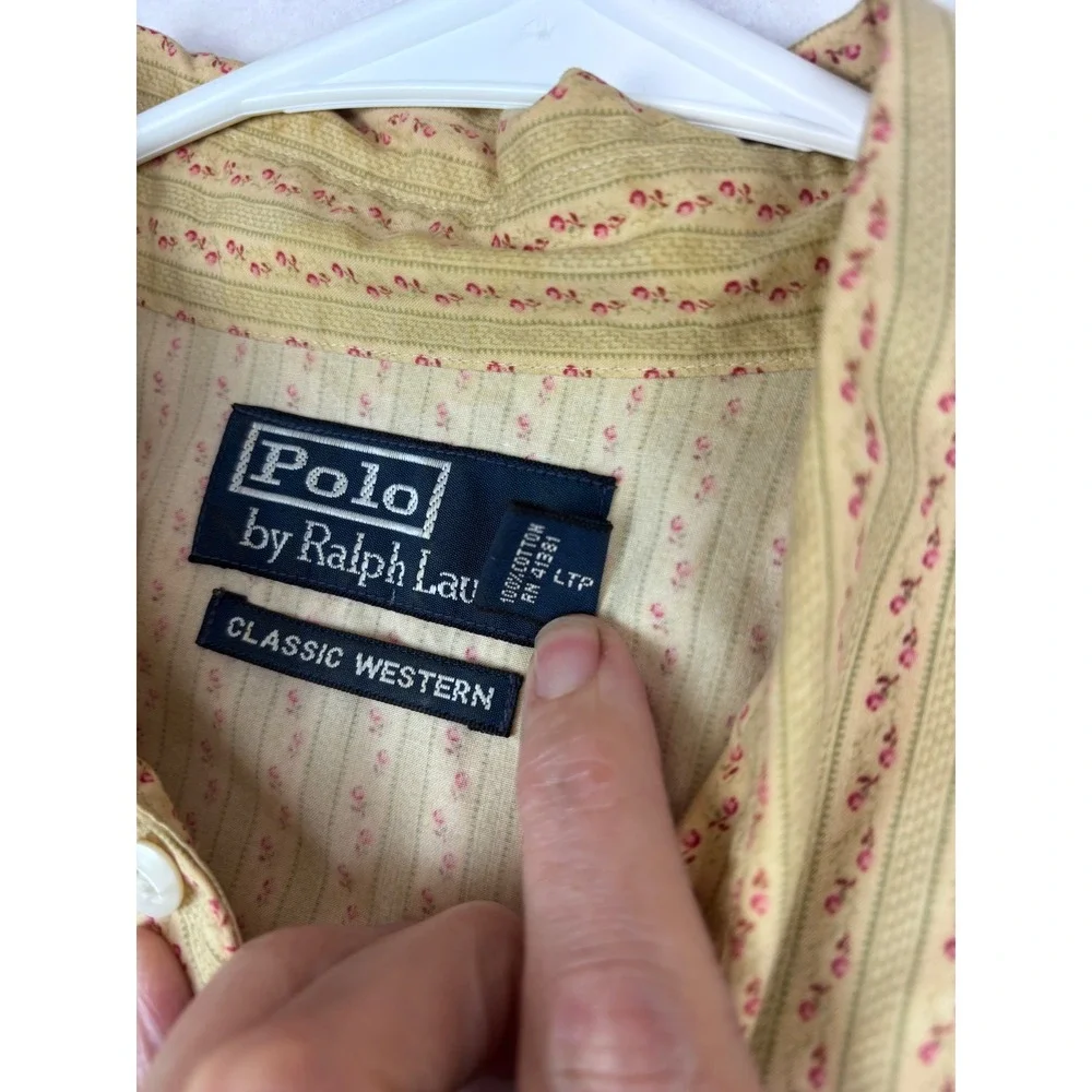 Vintage Polo Ralph Lauren Classic Western L Floral Pearl Snap Cowboy Shirt
